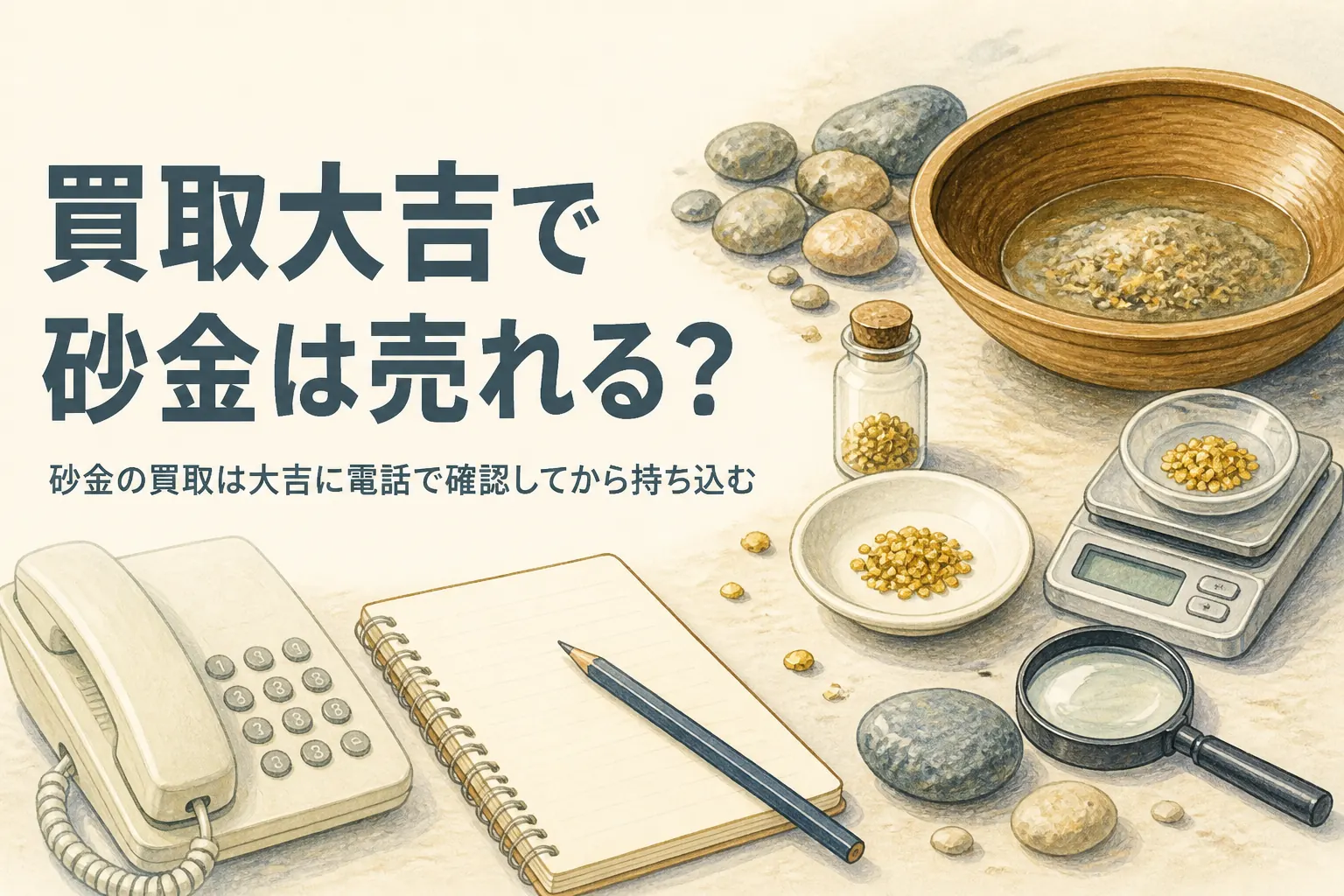 買取大吉で砂金は売れるかを説明する記事のアイキャッチ