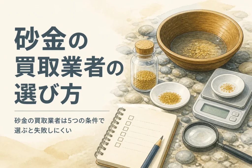 砂金の買取業者の選び方を説明する記事のアイキャッチ