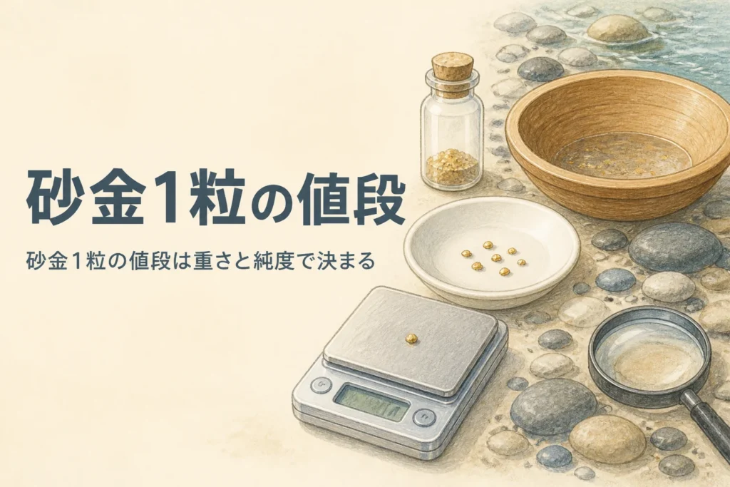 砂金1粒の値段の目安を説明する記事のアイキャッチ