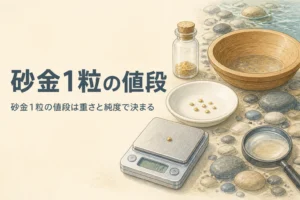 砂金1粒の値段の目安を説明する記事のアイキャッチ