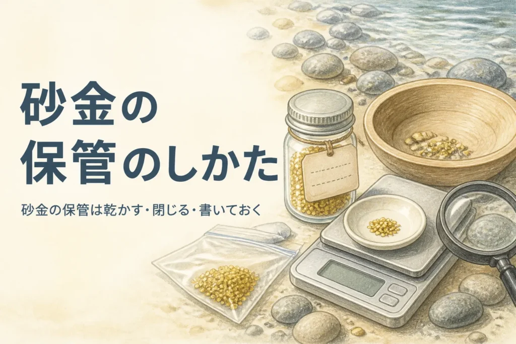 砂金の保管方法を説明する記事のアイキャッチ