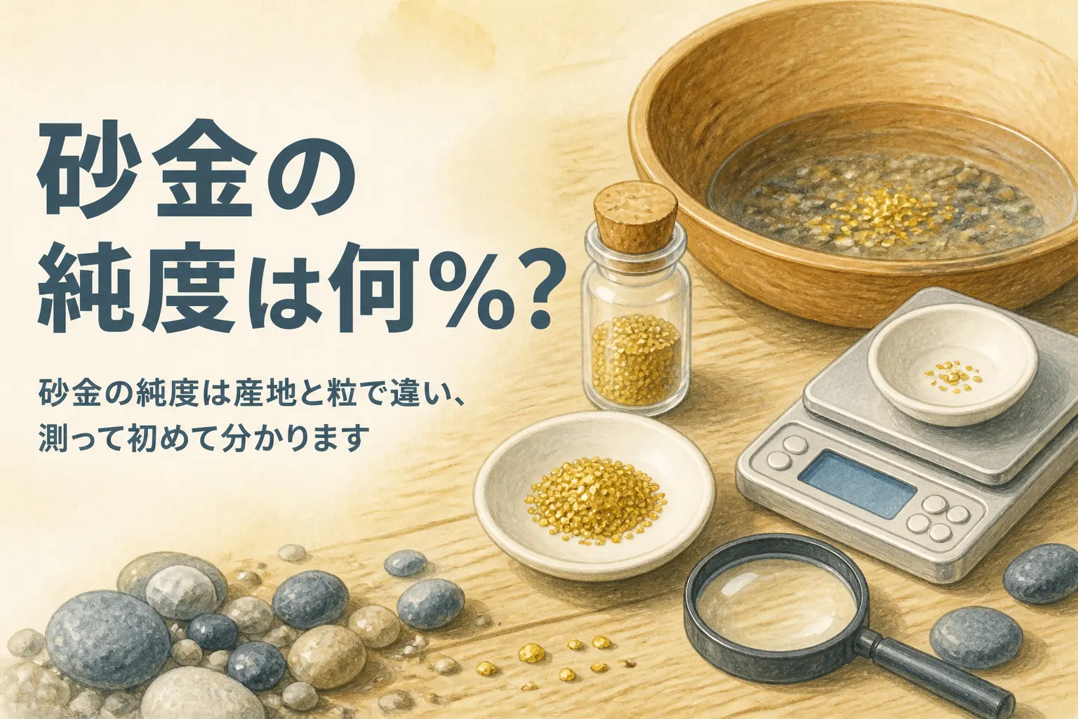 砂金の純度は何%かを説明する記事のアイキャッチ