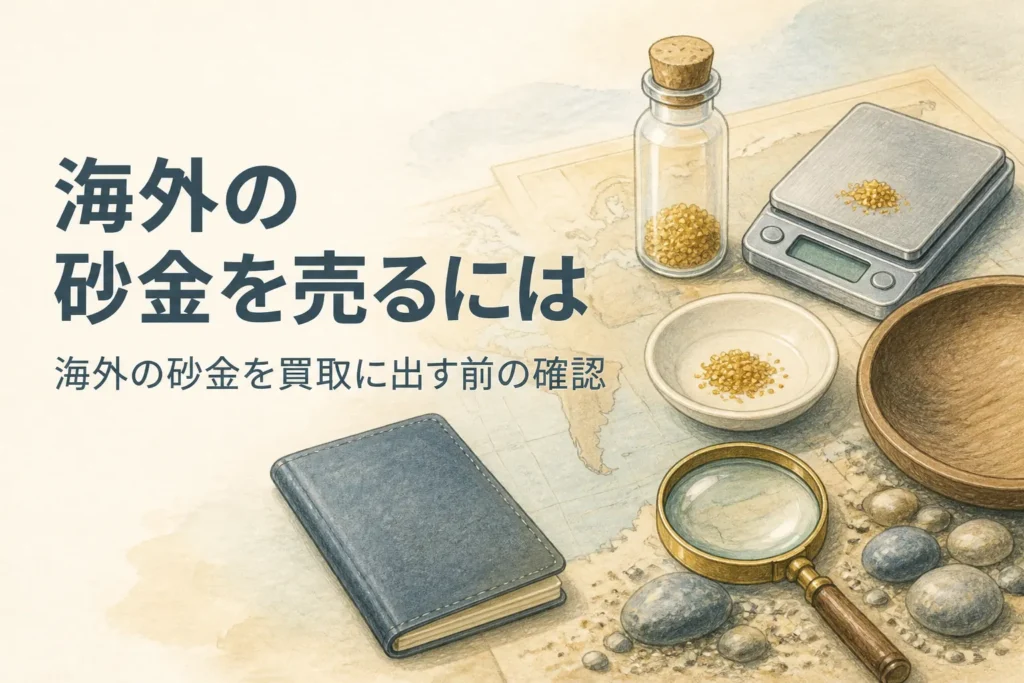 海外の砂金の買取前の確認を説明する記事のアイキャッチ