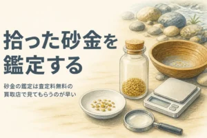 拾った砂金を鑑定してもらう方法を説明する記事のアイキャッチ