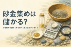 砂金集めは儲かるかを説明する記事のアイキャッチ