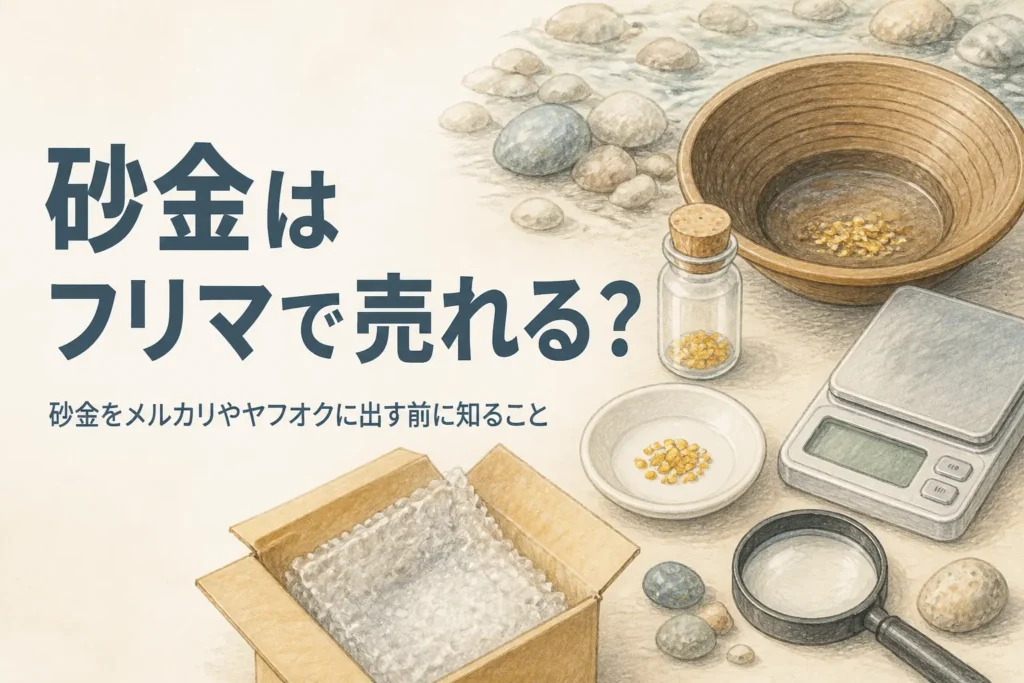 砂金をメルカリやヤフオクで売る前に知ることを説明する記事のアイキャッチ