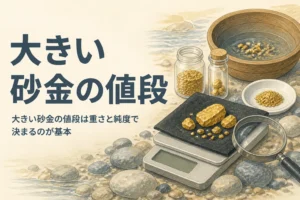 大きい砂金や砂金の塊の値段を説明する記事のアイキャッチ
