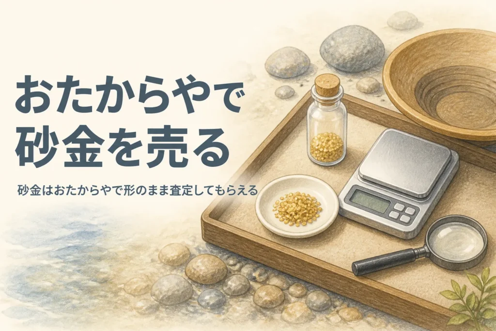 おたからやで砂金を売る方法を説明する記事のアイキャッチ