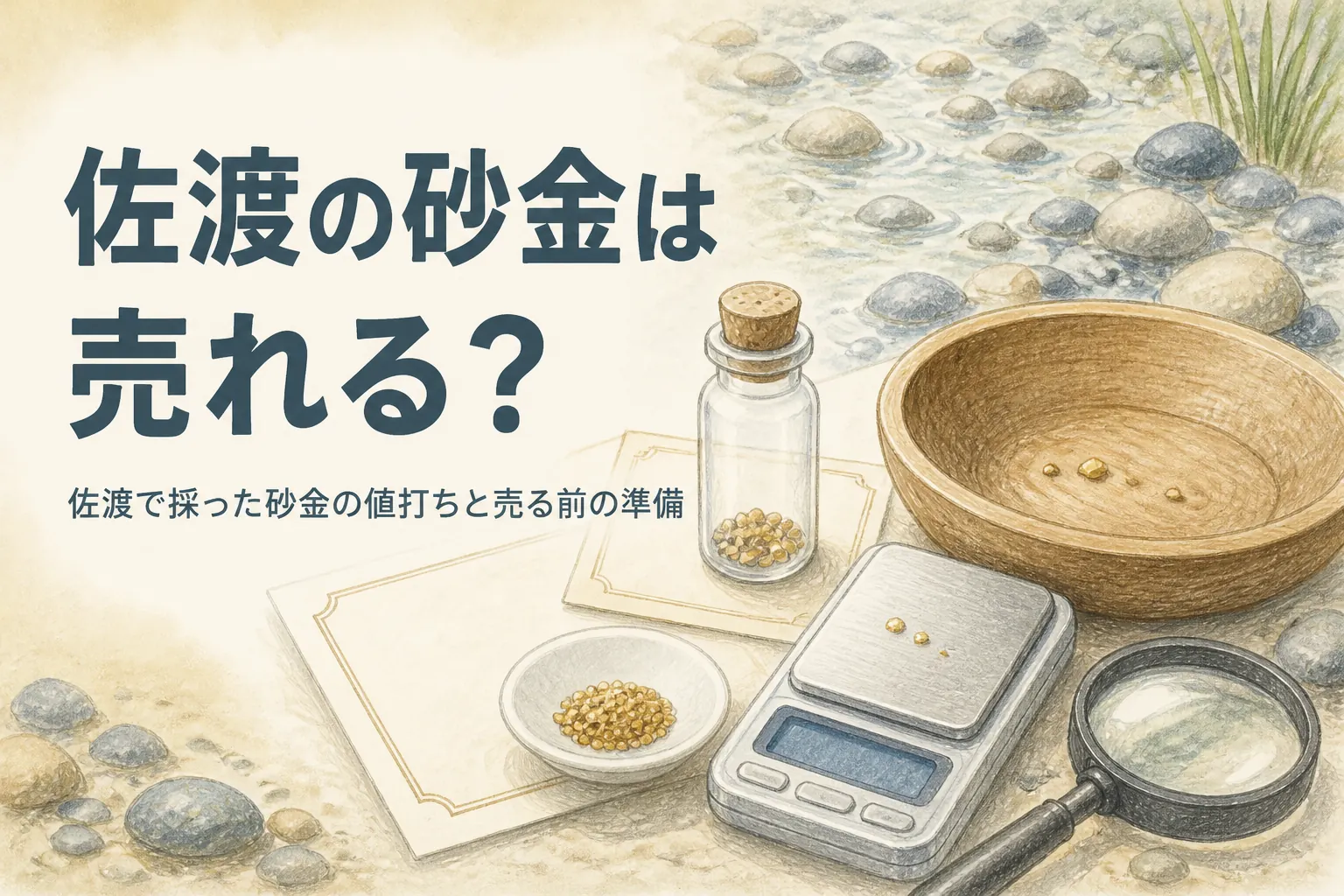 佐渡で採った砂金は売れるかを説明する記事のアイキャッチ