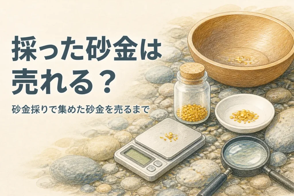 砂金採りで集めた砂金を売るまでを説明する記事のアイキャッチ