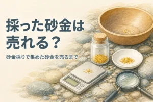 砂金採りで集めた砂金を売るまでを説明する記事のアイキャッチ