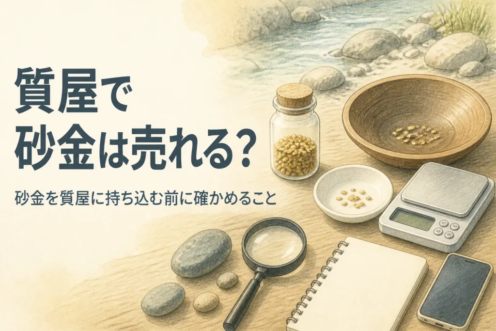 質屋で砂金は売れるかを説明する記事のアイキャッチ