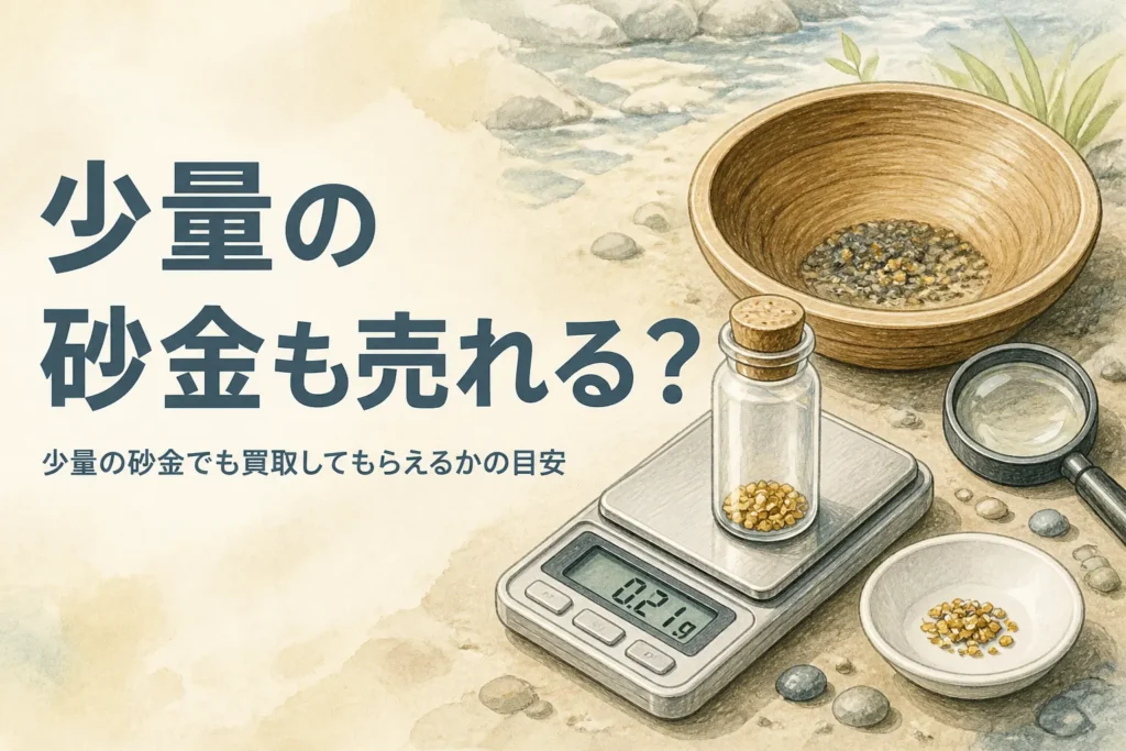 少量の砂金でも買取してもらえるかを説明する記事のアイキャッチ