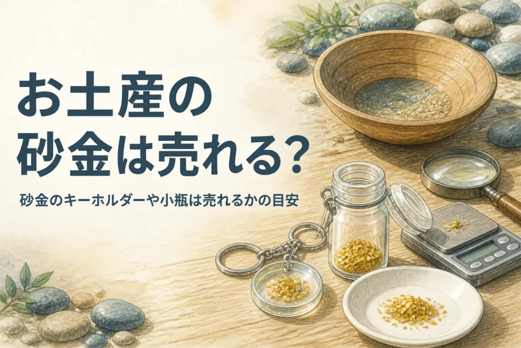 砂金のキーホルダーや小瓶が売れるかを説明する記事のアイキャッチ