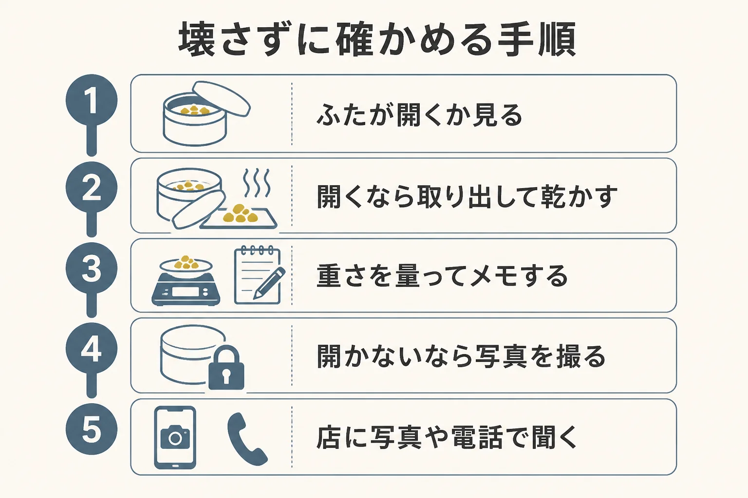 お土産の砂金を壊さずに売るか確かめる手順の図解