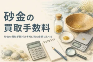 砂金の買取手数料を説明する記事のアイキャッチ