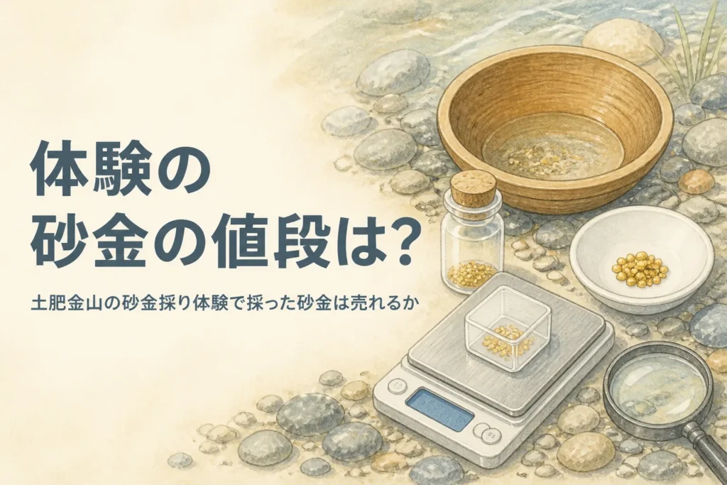 土肥金山の砂金は売れるかを説明する記事のアイキャッチ