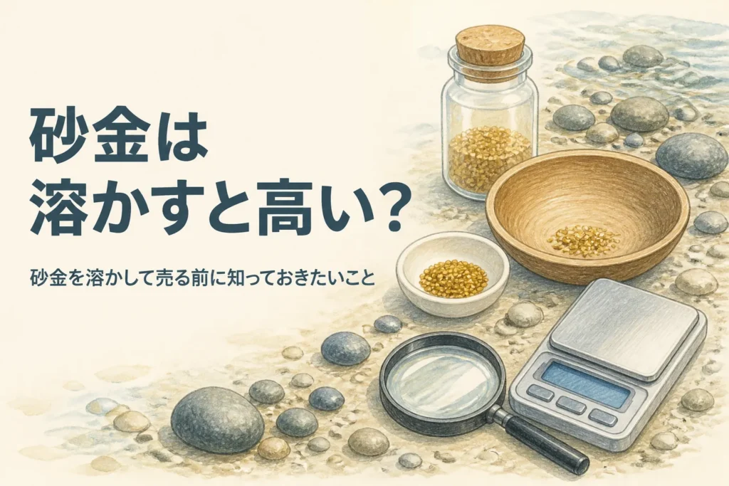 砂金を溶かして売ると高くなるのかを説明する記事のアイキャッチ