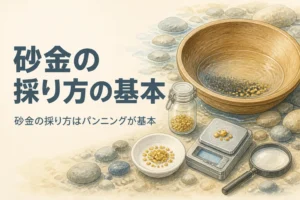 砂金の採り方の基本を説明する記事のアイキャッチ