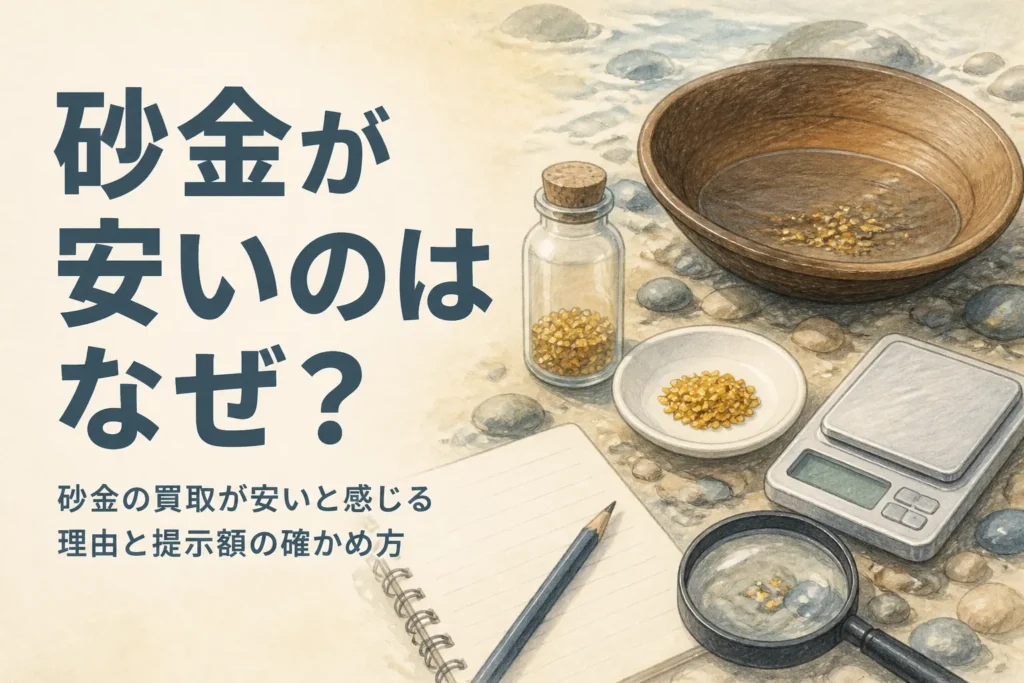 砂金の買取が安いと感じる理由を説明する記事のアイキャッチ